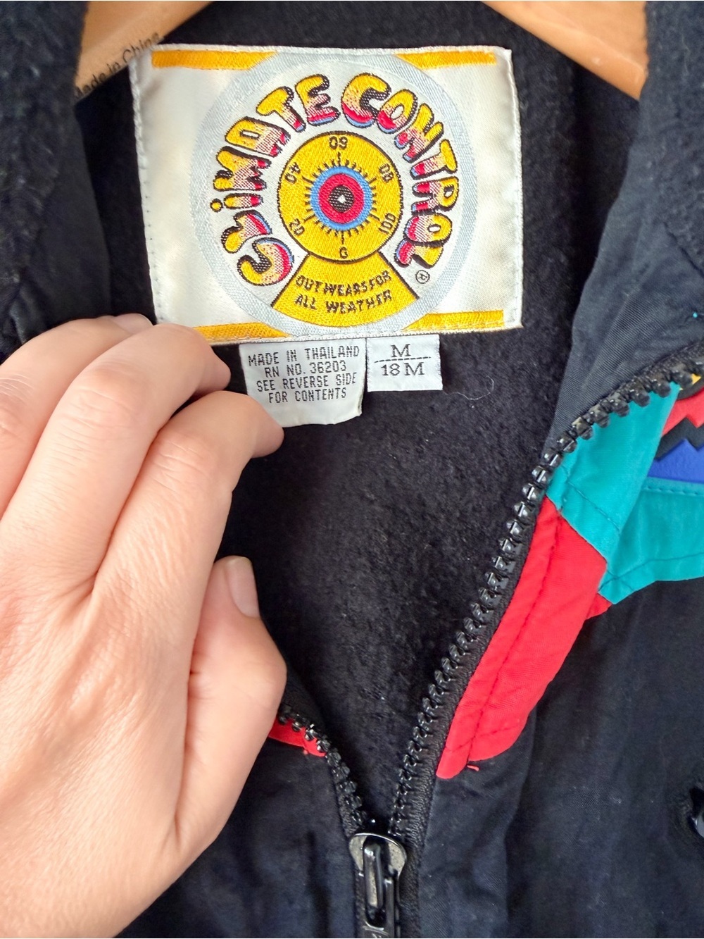 Kids Colorblock  vintage Puffer Jacket - Black & Teal - Picture 4 of 6